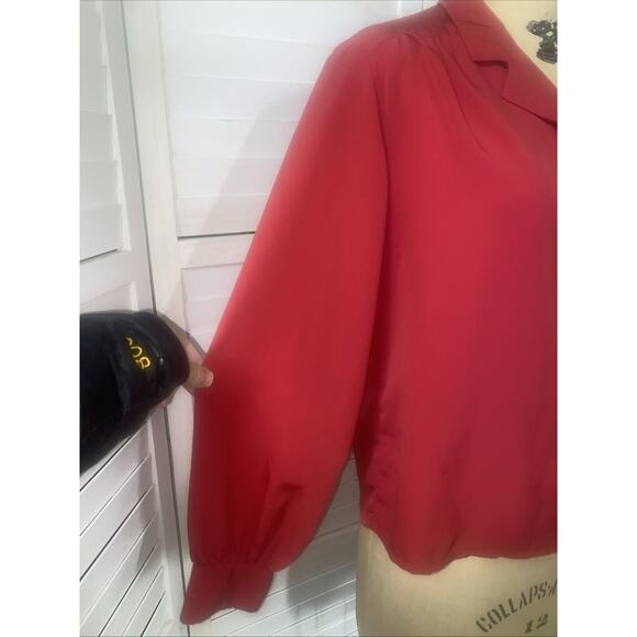 Vintage Country Sophisticates by Pendleton Red Polyester Blouse Shirt Size 12 - Picture 3 of 9